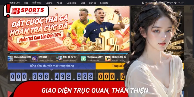 Bsports thiết kế giao diện dễ dùng, giúp người chơi thao tác nhanh chóng