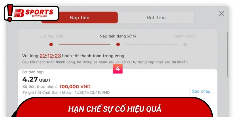 Giao dịch nạp tiền Bsports còn được đánh giá cao bởi tính ổn định